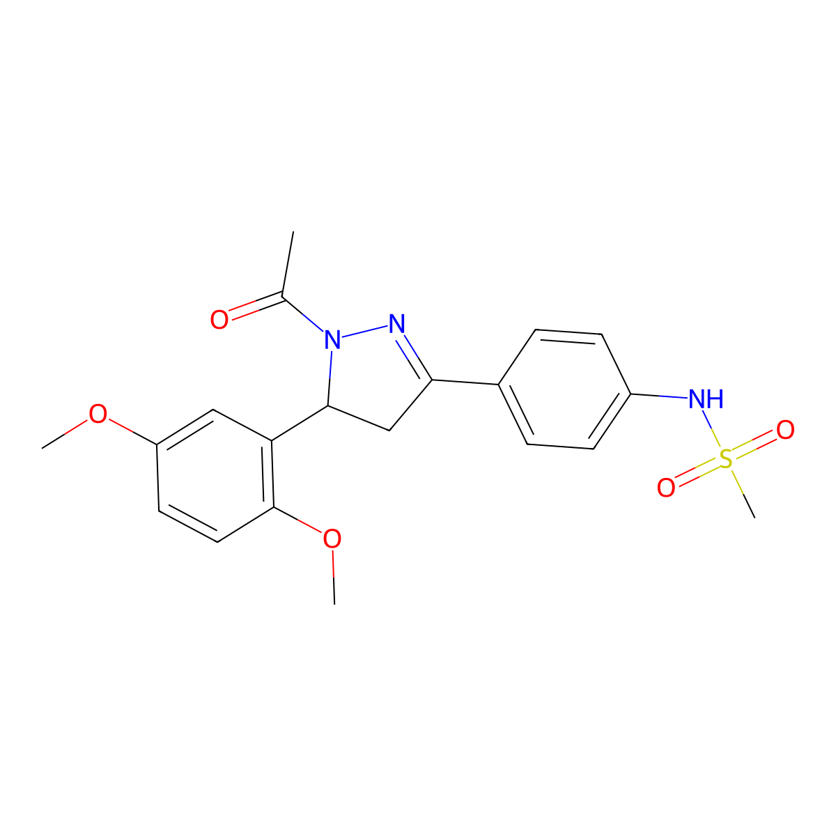 N-(4-(1-acetyl-5-(2,5-dimethoxyphenyl)-4,5-dihydro-1H-pyrazol-3-yl)phenyl)methanesulfonamide molecular structure, CAS 797775-08-7