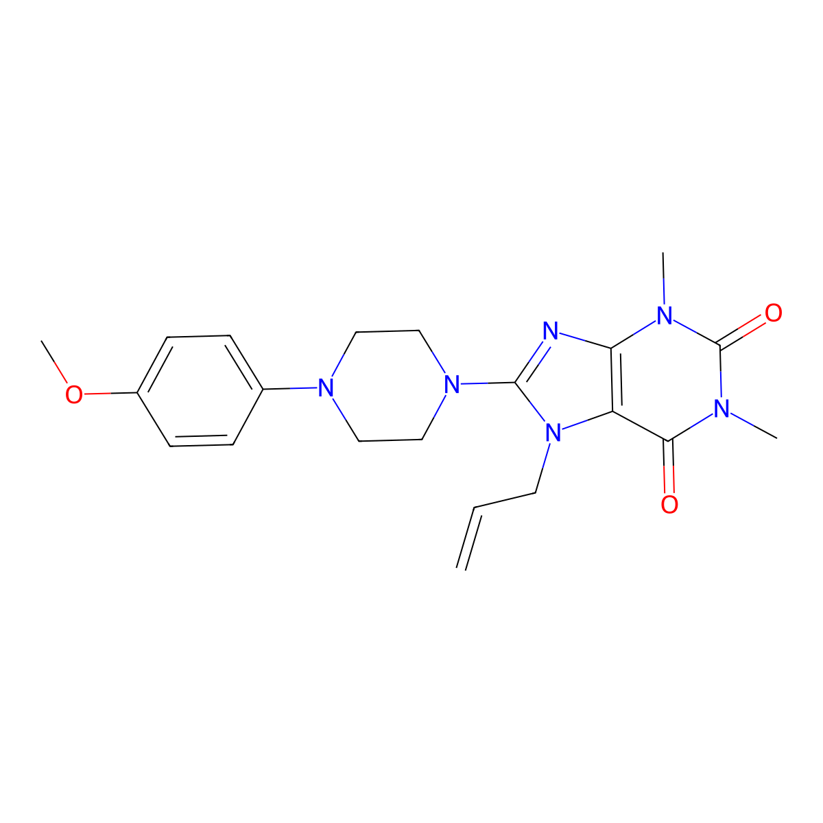 8-[4-(4-Methoxyphenyl)piperazin-1-yl]-1,3-dimethyl-7-prop-2-enylpurine-2,6-dione molecular structure, CAS 797775-42-9