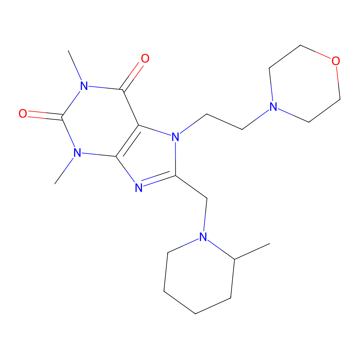 1,3-Dimethyl-8-[(2-methylpiperidin-1-yl)methyl]-7-(2-morpholin-4-ylethyl)purine-2,6-dione molecular structure, CAS 797775-65-6