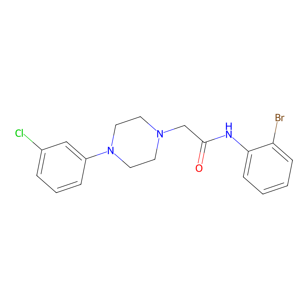 N-(2-bromophenyl)-2-[4-(3-chlorophenyl)piperazin-1-yl]acetamide molecular structure, CAS 797775-73-6