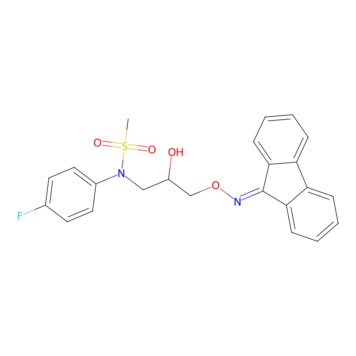 N-[3-(Fluoren-9-ylideneaminooxy)-2-hydroxy-propyl]-N-(4-fluoro-phenyl)-methanesulfonamide molecular structure, CAS 797776-05-7