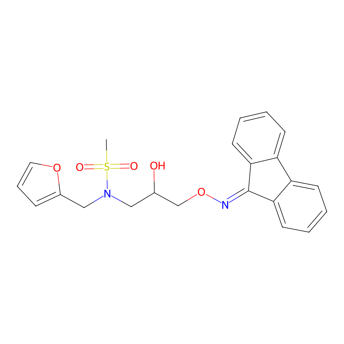N-[3-(fluoren-9-ylideneamino)oxy-2-hydroxypropyl]-N-(furan-2-ylmethyl)methanesulfonamide molecular structure, CAS 797776-11-5