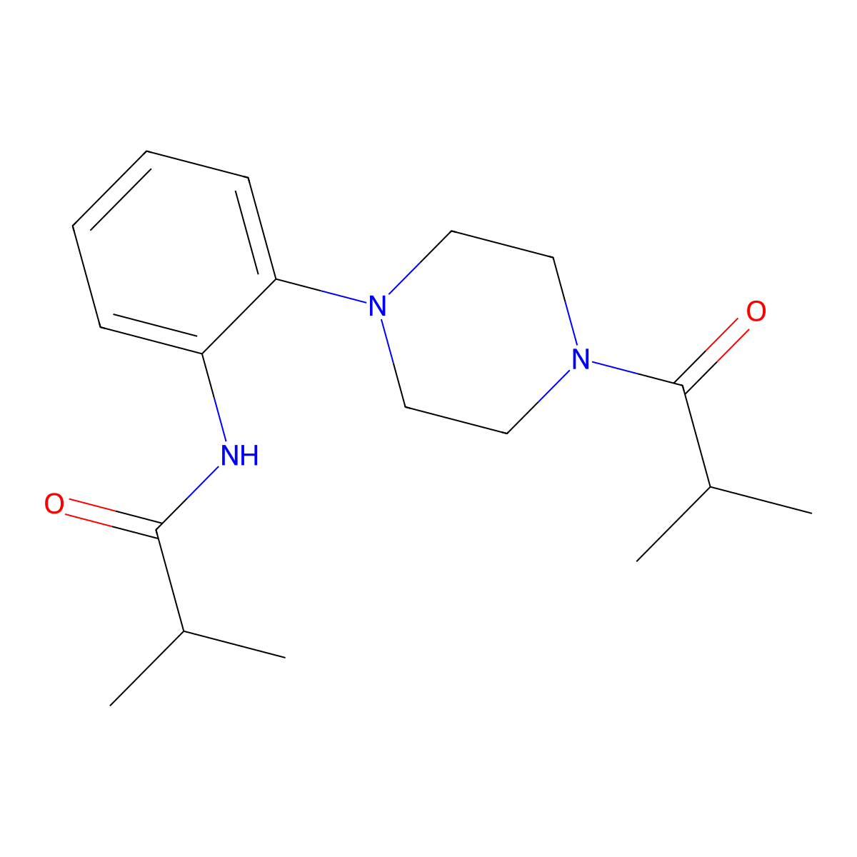 2-methyl-N-[2-[4-(2-methylpropanoyl)piperazin-1-yl]phenyl]propanamide molecular structure, CAS 797776-15-9