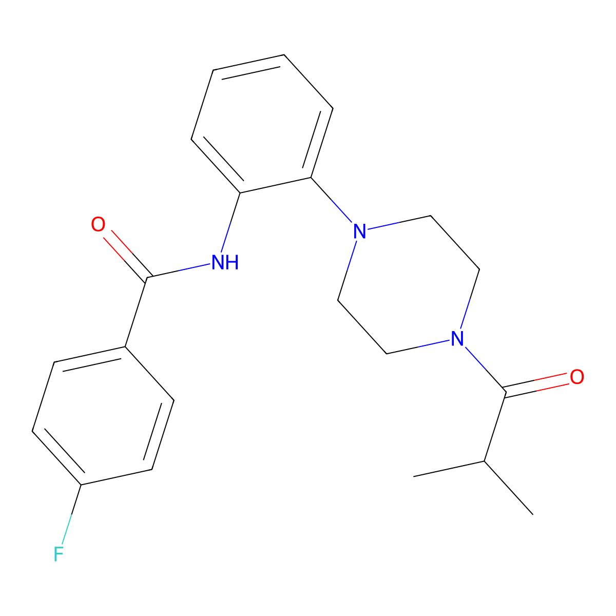 4-fluoro-N-[2-[4-(2-methylpropanoyl)piperazin-1-yl]phenyl]benzamide molecular structure, CAS 797776-39-7