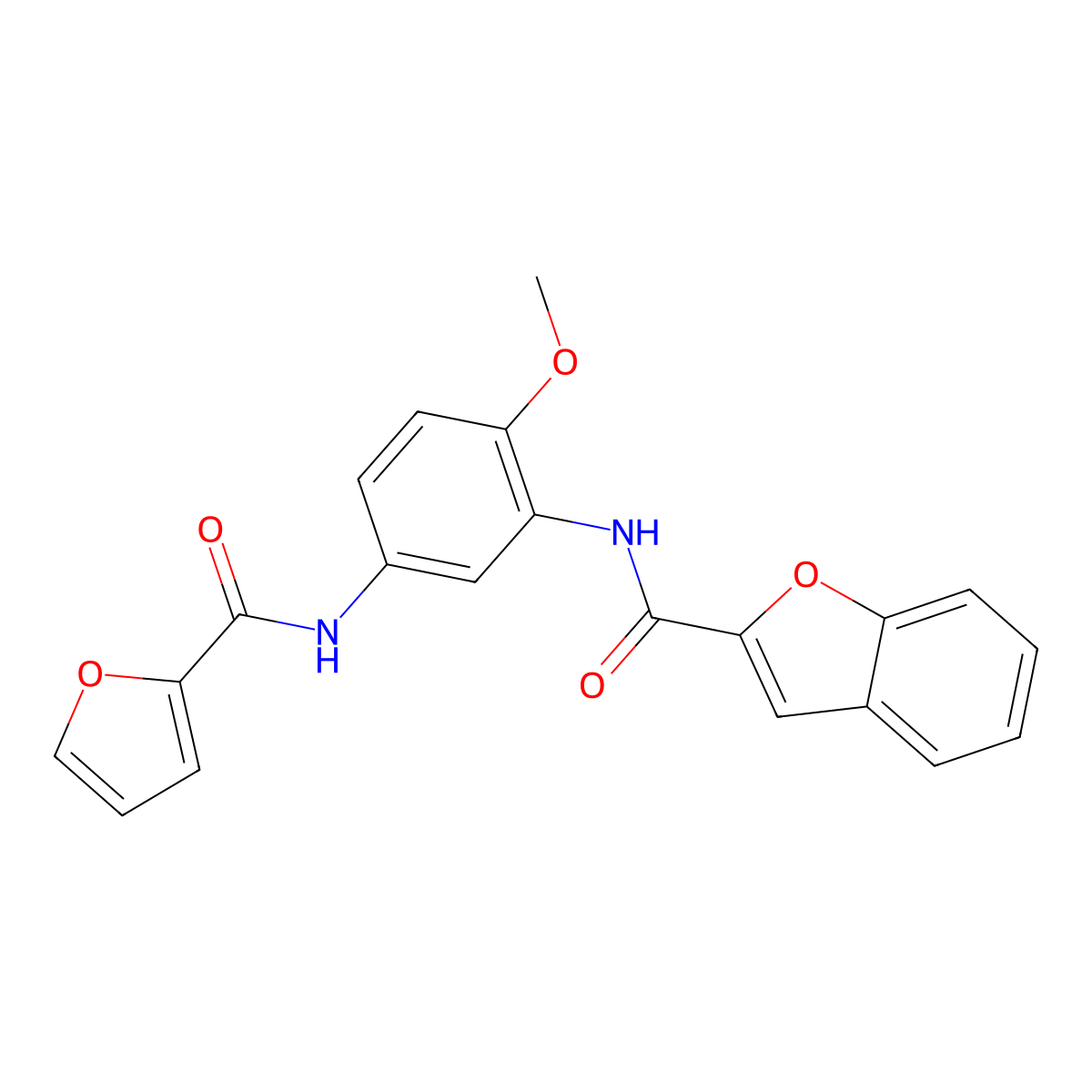 N-[5-(furan-2-carbonylamino)-2-methoxyphenyl]-1-benzofuran-2-carboxamide molecular structure, CAS 797776-70-6