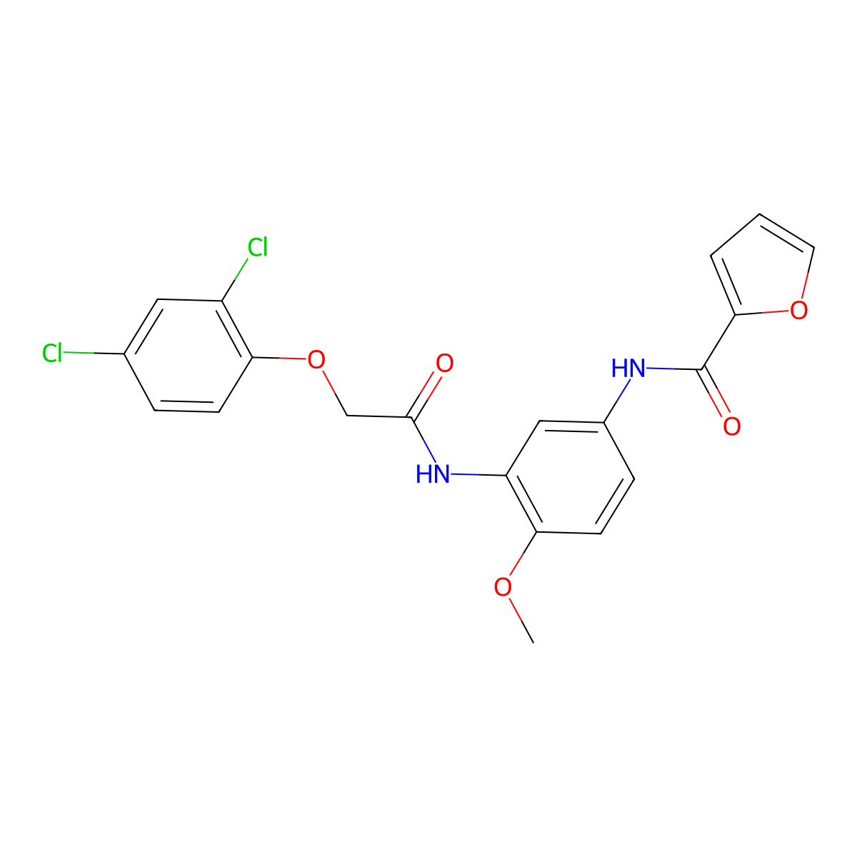 N-[3-[[2-(2,4-dichlorophenoxy)acetyl]amino]-4-methoxyphenyl]furan-2-carboxamide molecular structure, CAS 797777-38-9