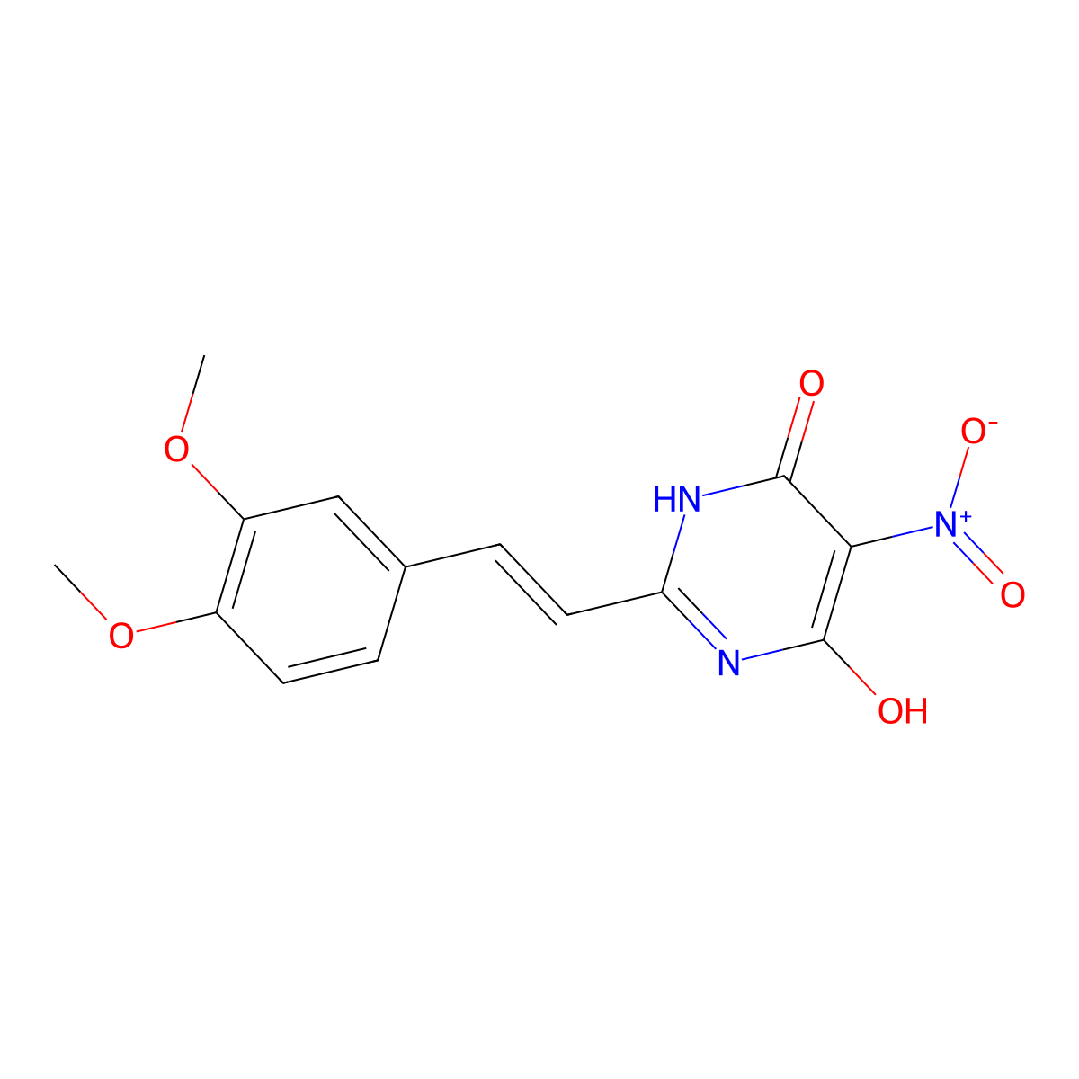 2-[2-(3,4-dimethoxyphenyl)ethenyl]-4-hydroxy-5-nitro-1H-pyrimidin-6-one molecular structure, CAS 797778-69-9