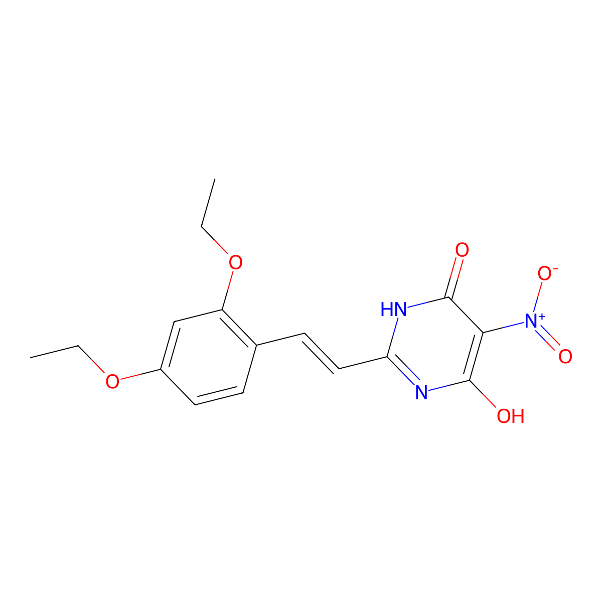 2-(2,4-Diethoxystyryl)-6-hydroxy-5-nitropyrimidin-4(3H)-one molecular structure, CAS 797779-12-5