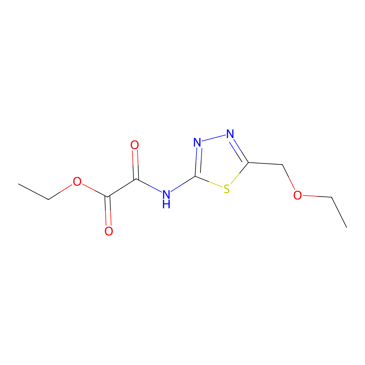 Ethyl {[5-(ethoxymethyl)-1,3,4-thiadiazol-2-yl]amino}(oxo)acetate molecular structure, CAS 797781-90-9
