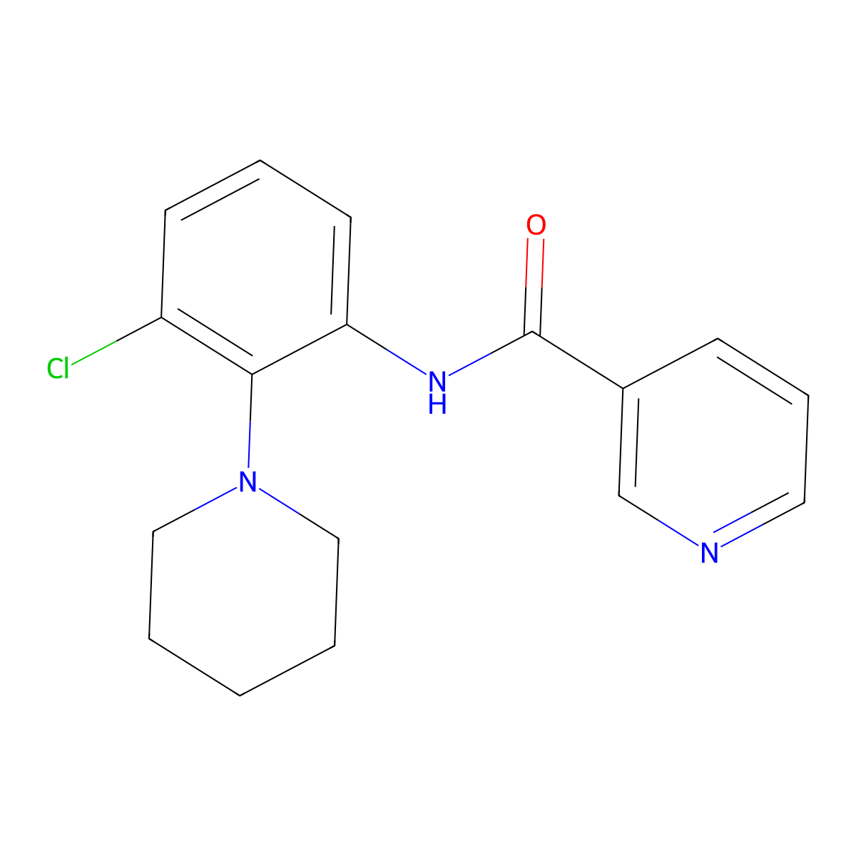 N-[3-chloro-2-(1-piperidinyl)phenyl]nicotinamide molecular structure, CAS 797782-08-2