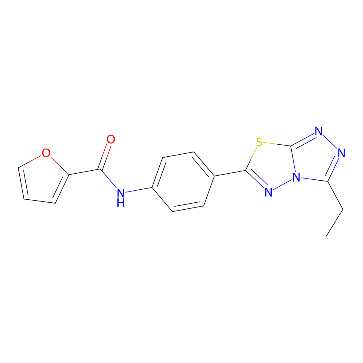 N-[4-(3-ethyl[1,2,4]triazolo[3,4-b][1,3,4]thiadiazol-6-yl)phenyl]furan-2-carboxamide molecular structure, CAS 797782-20-8