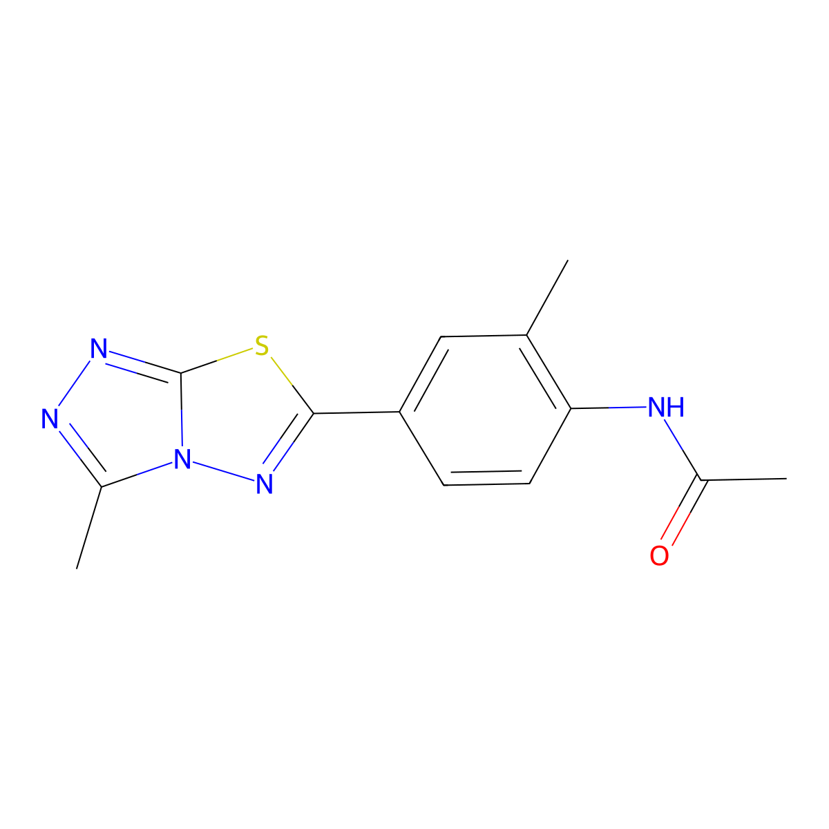 N-[2-methyl-4-(3-methyl-[1,2,4]triazolo[3,4-b][1,3,4]thiadiazol-6-yl)phenyl]acetamide molecular structure, CAS 797782-26-4