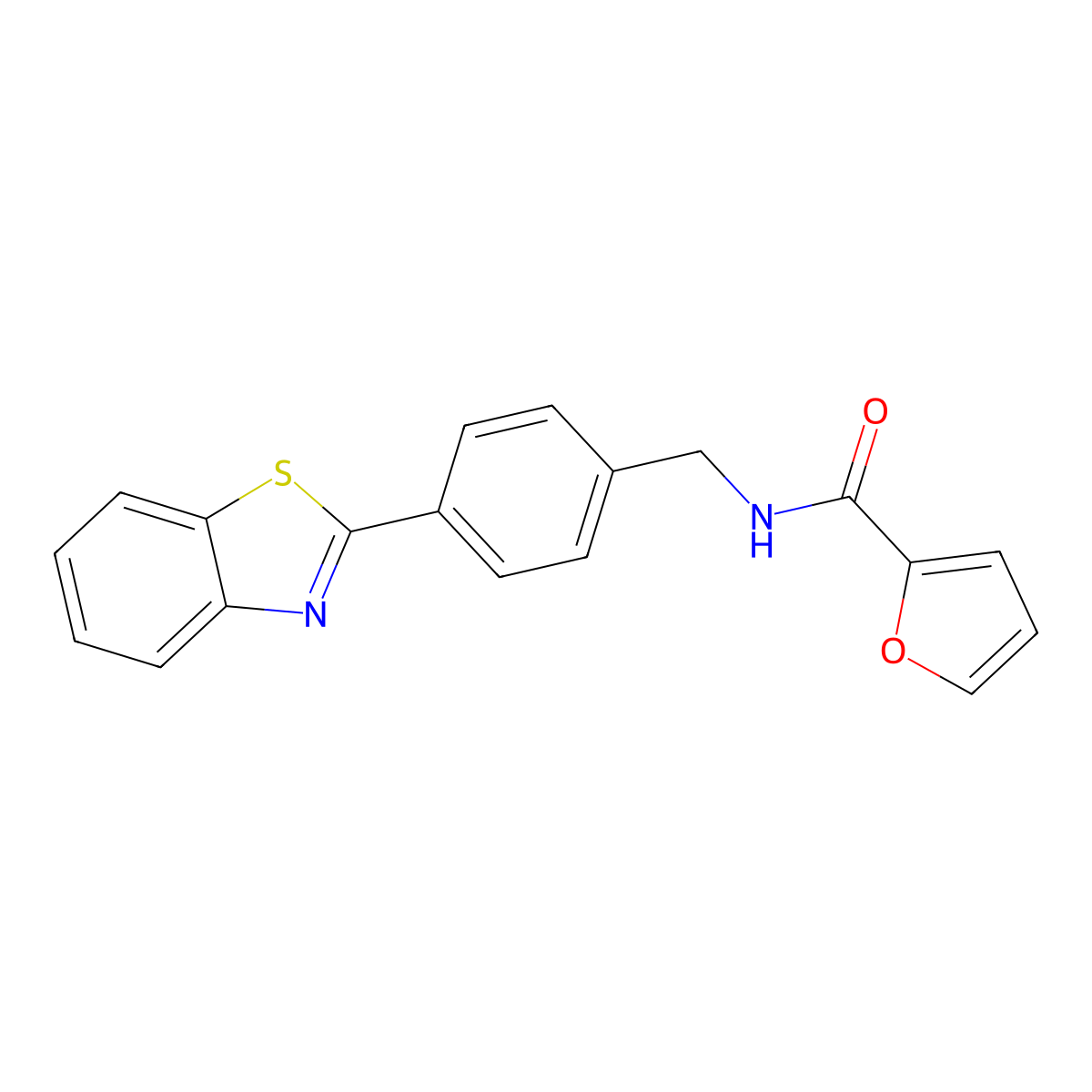 Furan-2-carboxylic acid 4-benzothiazol-2-yl-benzylamide molecular structure, CAS 797782-29-7