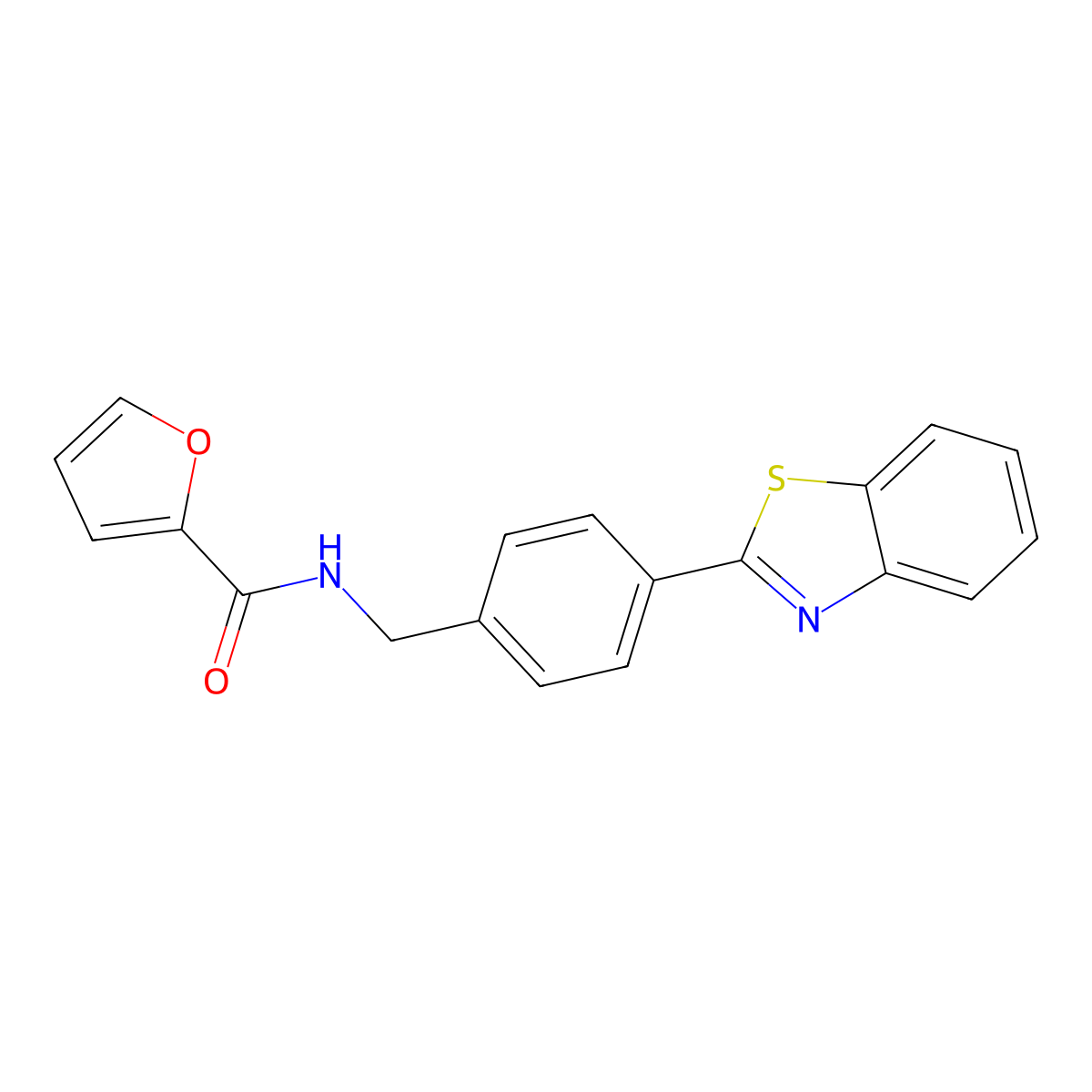 Furan-2-carboxylic acid 4-benzothiazol-2-yl-benzylamide molecular structure, CAS 797782-29-7