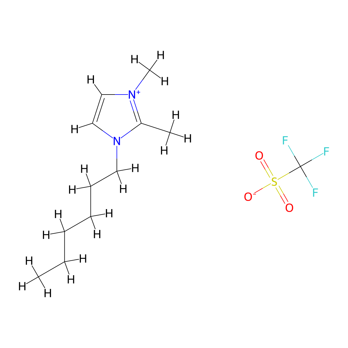 1-Hexyl-2,3-dimethylimidazolium trifluoromethansulfonate molecular structure, CAS 797789-01-6