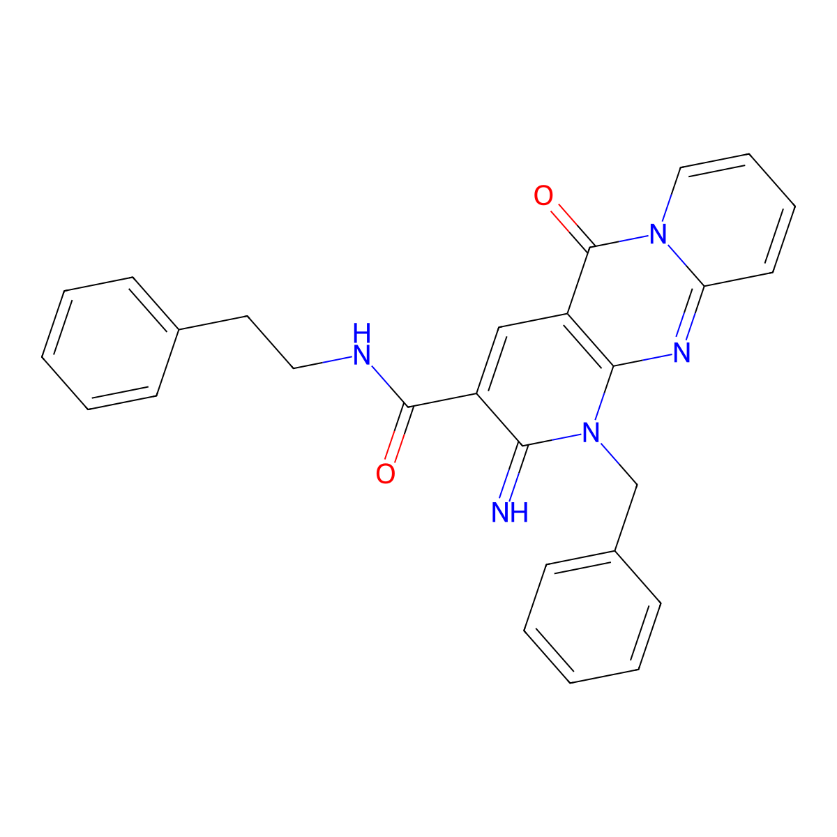 [2-imino-5-oxo-1-benzyl(1,6-dihydropyridino[1,2-a]pyridino[2,3-d]pyrimidin-3-y l)]-N-(2-phenylethyl)carboxamide molecular structure, CAS 797795-91-6