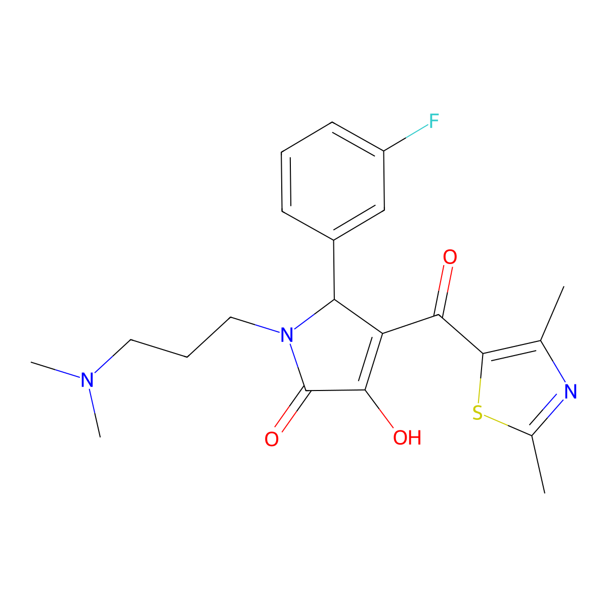 1-(3-(dimethylamino)propyl)-4-(2,4-dimethylthiazole-5-carbonyl)-5-(3-fluorophenyl)-3-hydroxy-1H-pyrrol-2(5H)-one molecular structure, CAS 797796-46-4
