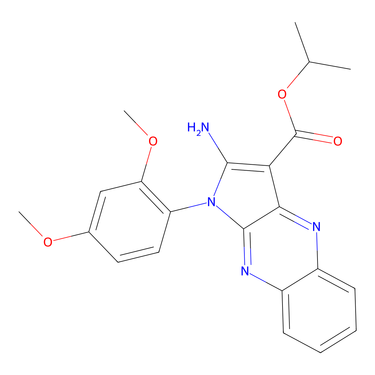 isopropyl 2-amino-1-(2,4-dimethoxyphenyl)-1H-pyrrolo[2,3-b]quinoxaline-3-carboxylate molecular structure, CAS 797798-72-2