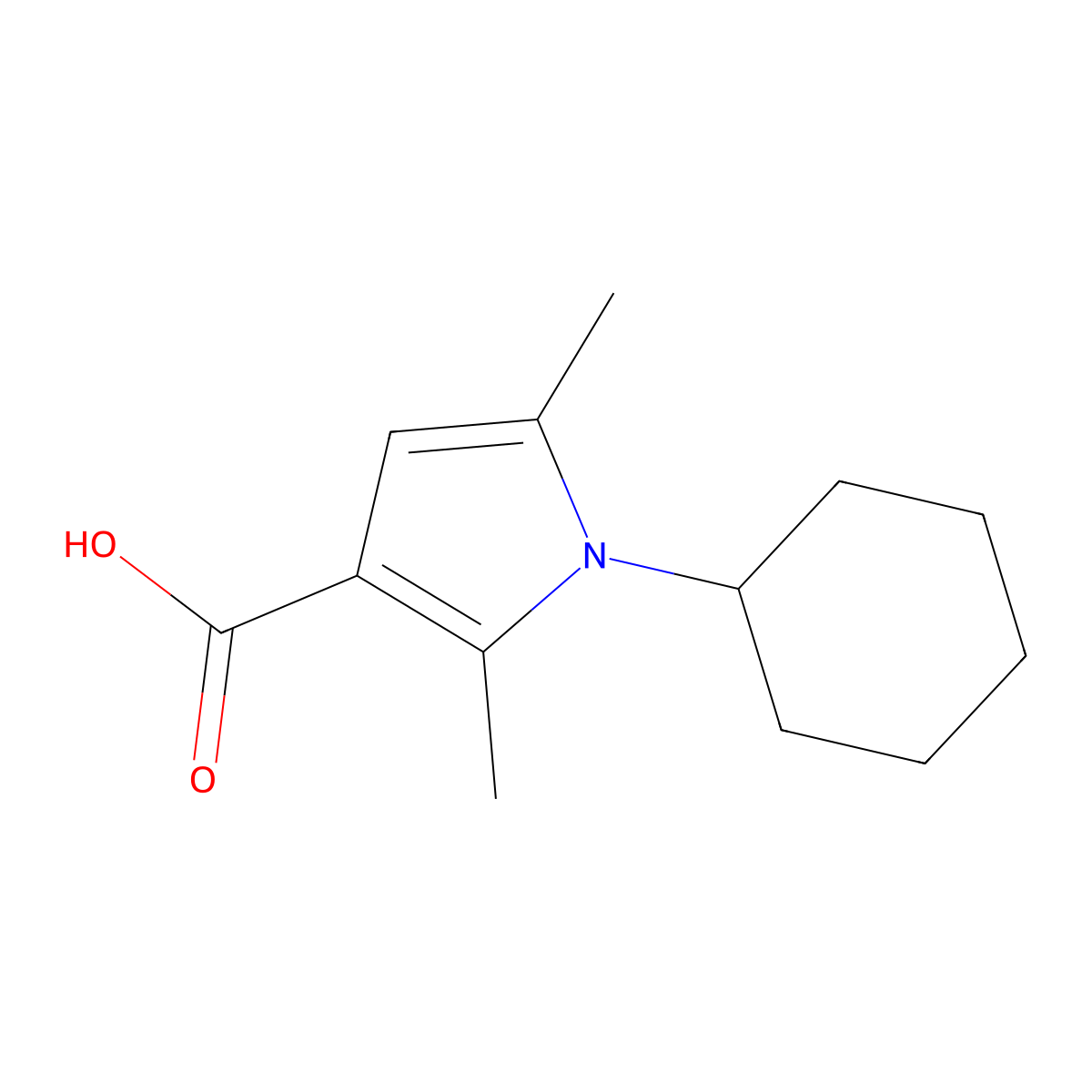 1-Cyclohexyl-2,5-dimethyl-1H-pyrrole-3-carboxylic acid molecular structure, CAS 797798-85-7