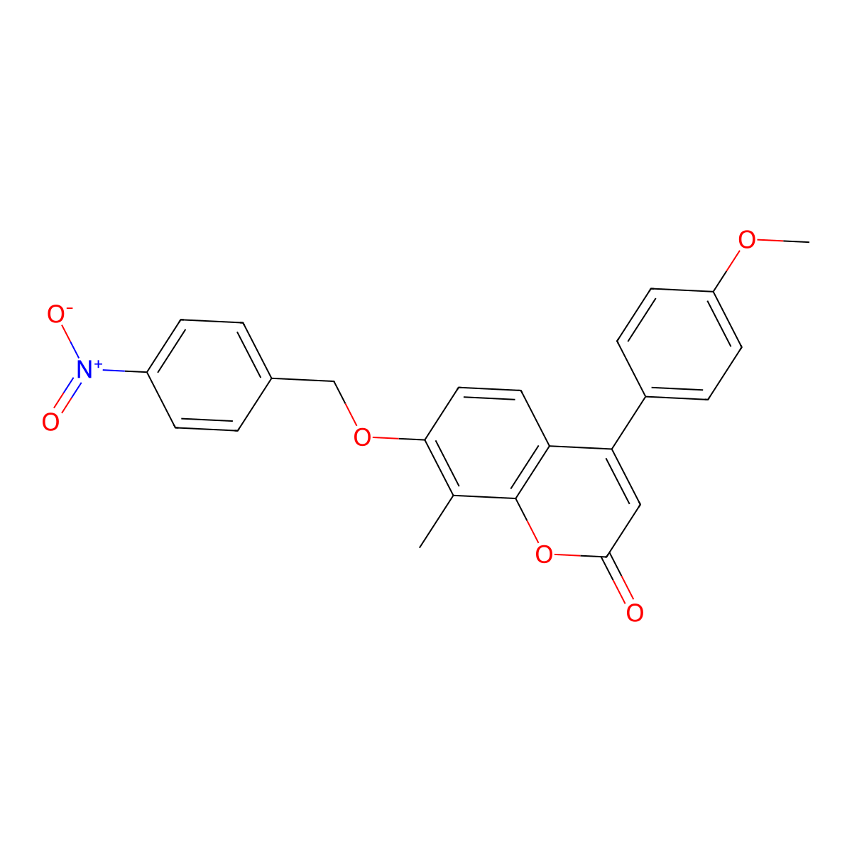 4-(4-methoxyphenyl)-8-methyl-7-((4-nitrobenzyl)oxy)-2H-chromen-2-one molecular structure, CAS 797799-44-1