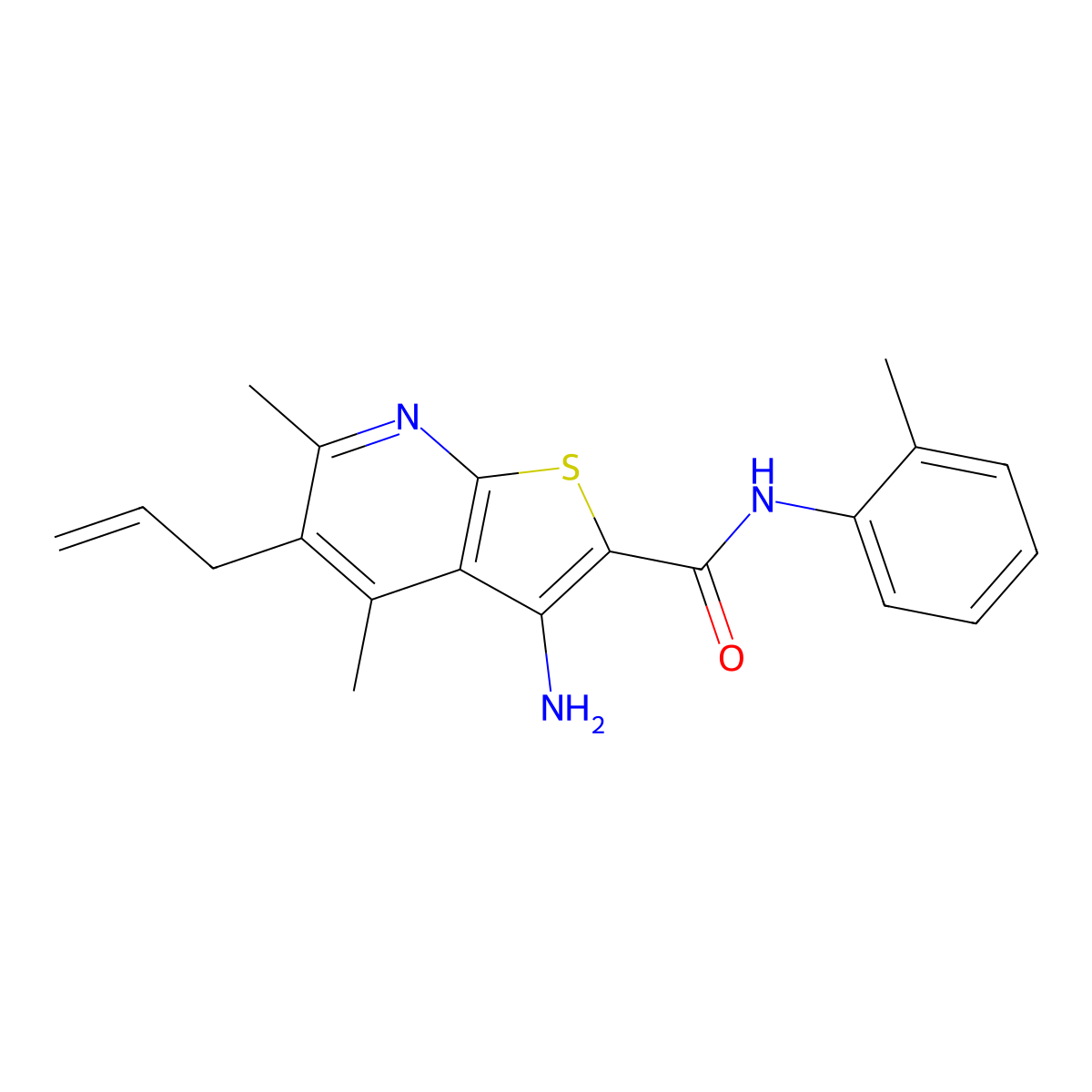 5-allyl-3-amino-4,6-dimethyl-N-(o-tolyl)thieno[2,3-b]pyridine-2-carboxamide molecular structure, CAS 797799-94-1