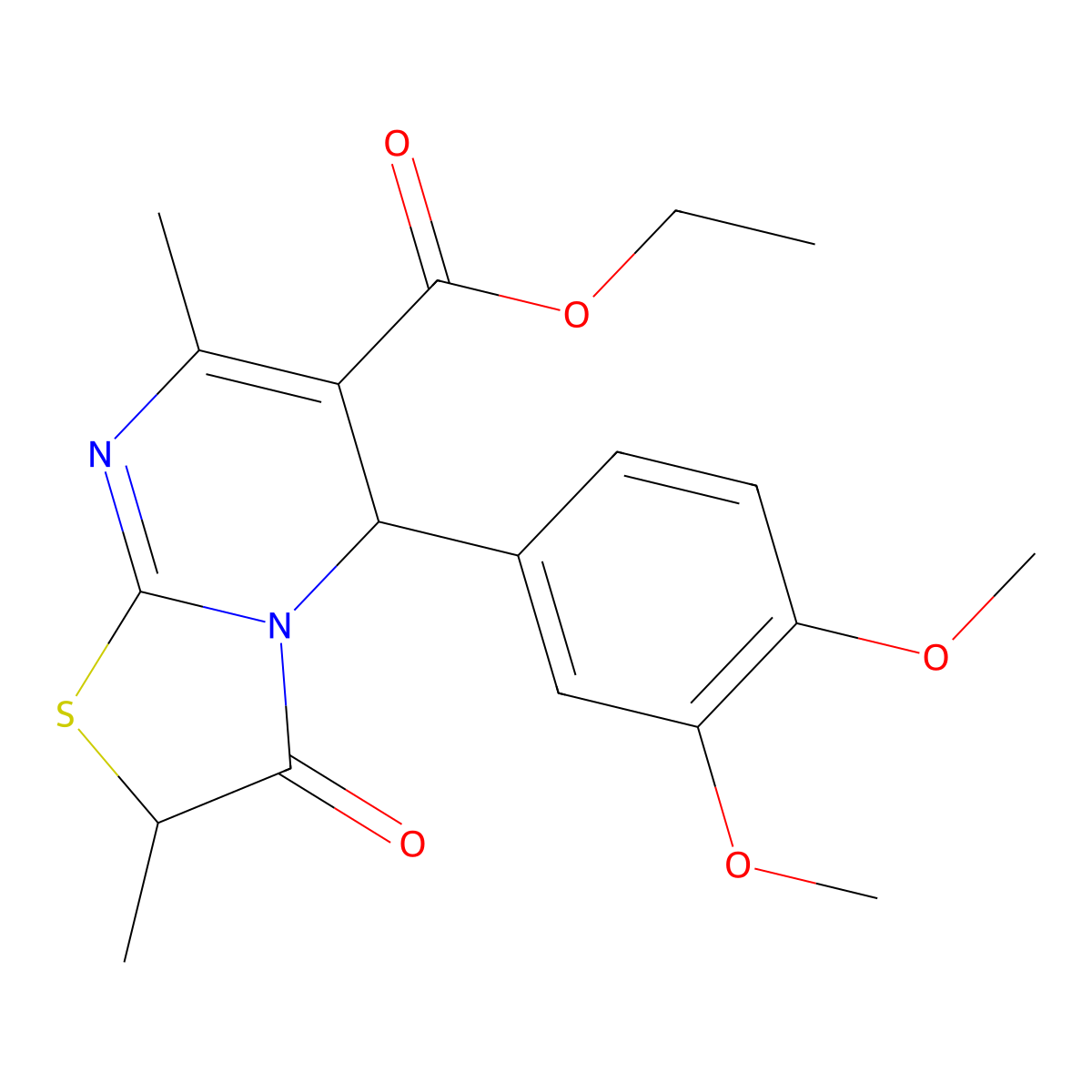 ethyl 5-(3,4-dimethoxyphenyl)-2,7-dimethyl-3-oxo-2,3-dihydro-5H-[1,3]thiazolo[3,2-a]pyrimidine-6-carboxylate molecular structure, CAS 797806-04-3