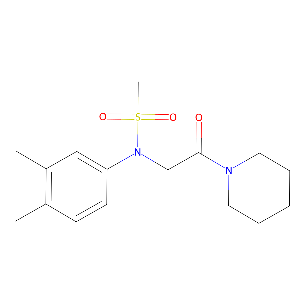 N-(3,4-dimethylphenyl)-N-(2-oxo-2-piperidin-1-ylethyl)methanesulfonamide molecular structure, CAS 797807-49-9