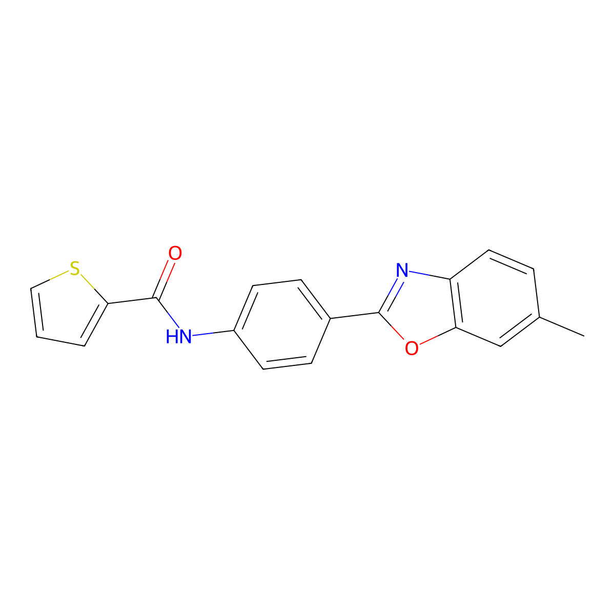 N-[4-(6-methyl-1,3-benzoxazol-2-yl)phenyl]thiophene-2-carboxamide molecular structure, CAS 797808-12-9