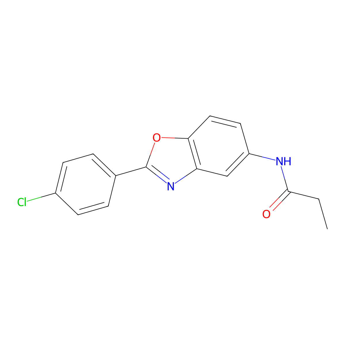 N-[2-(4-chlorophenyl)-1,3-benzoxazol-5-yl]propanamide molecular structure, CAS 797808-33-4
