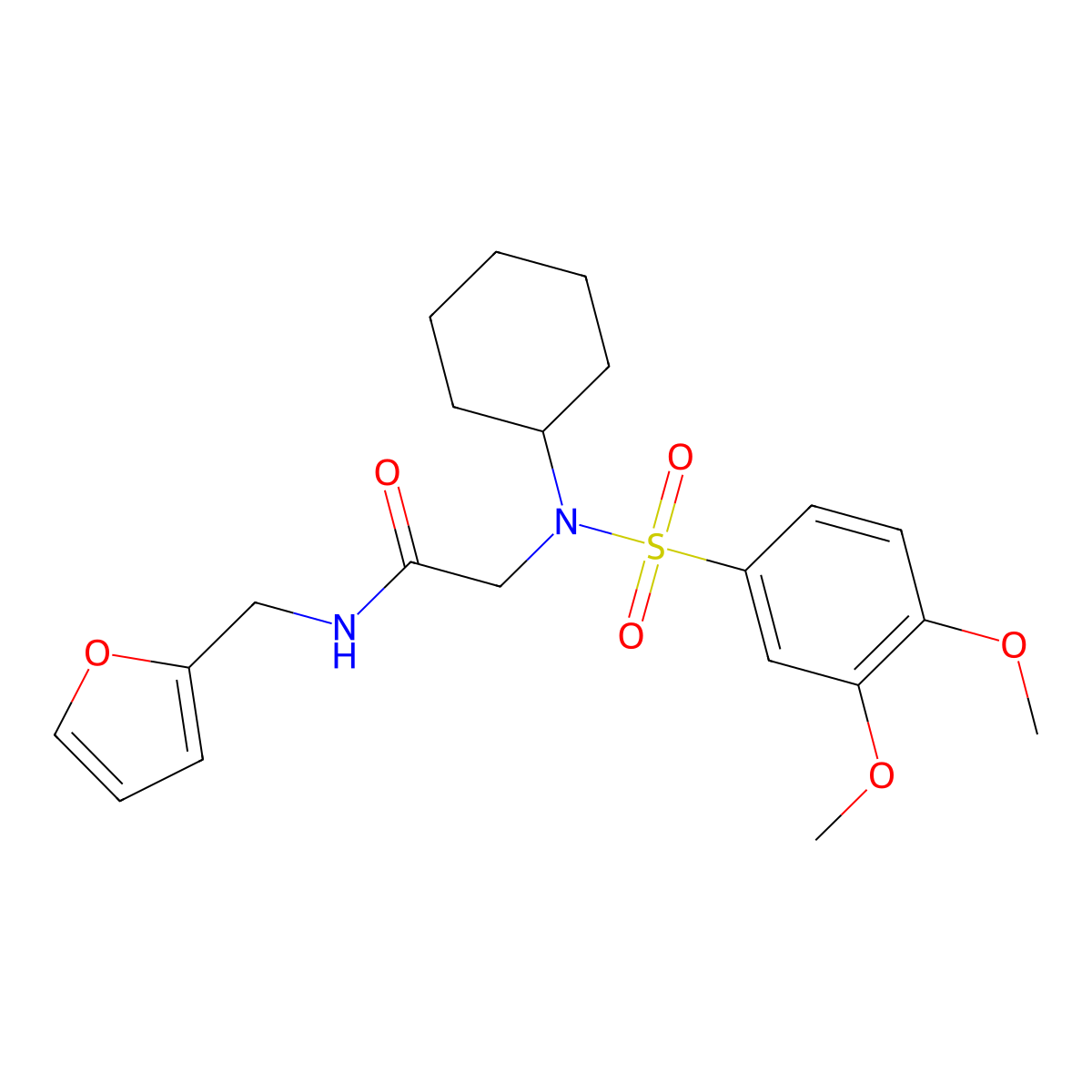 2-[cyclohexyl-(3,4-dimethoxyphenyl)sulfonylamino]-N-(furan-2-ylmethyl)acetamide molecular structure, CAS 797808-96-9