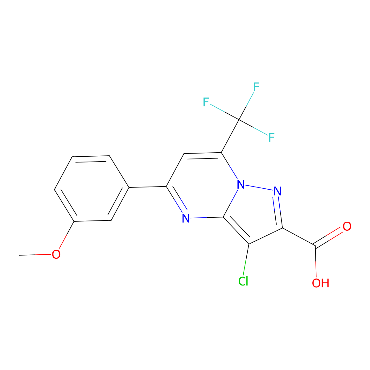3-Chloro-5-(3-methoxyphenyl)-7-(trifluoromethyl)pyrazolo[1,5-a]pyrimidine-2-carboxylic acid molecular structure, CAS 797809-12-2