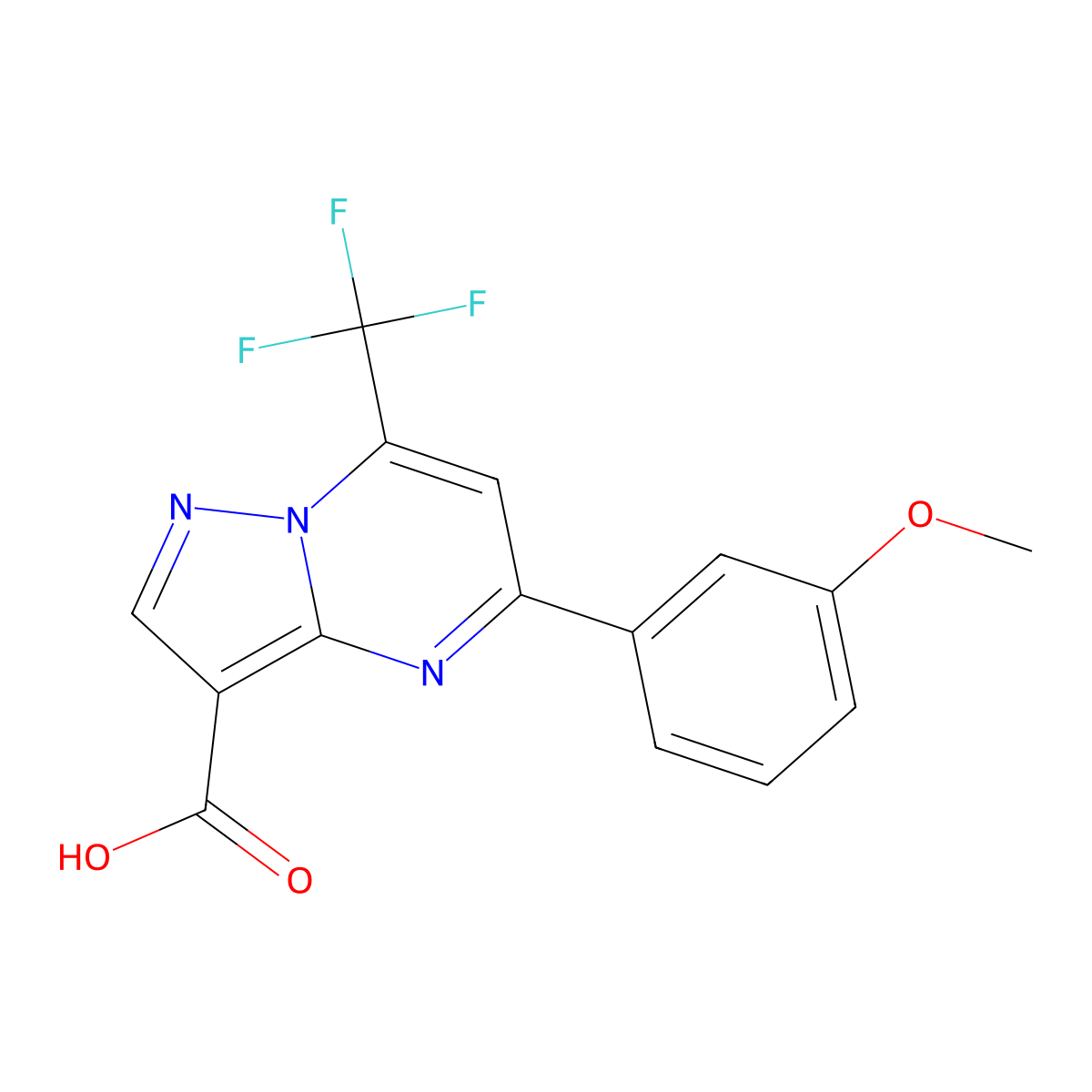 5-(3-Methoxyphenyl)-7-(trifluoromethyl)pyrazolo[1,5-a]pyrimidine-3-carboxylic acid molecular structure, CAS 797809-13-3