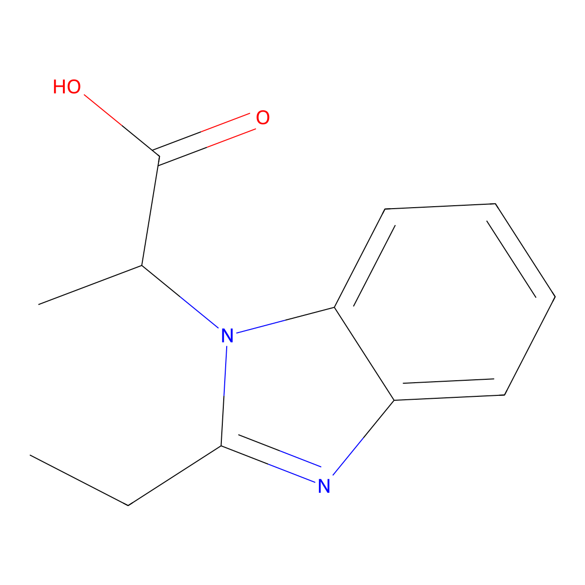 2-(2-Ethyl-benzoimidazol-1-yl)-propionic acid molecular structure, CAS 797809-16-6