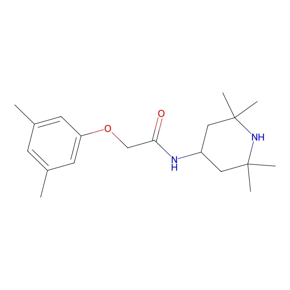 2-(3,5-dimethylphenoxy)-N-(2,2,6,6-tetramethylpiperidin-4-yl)acetamide molecular structure, CAS 797809-17-7