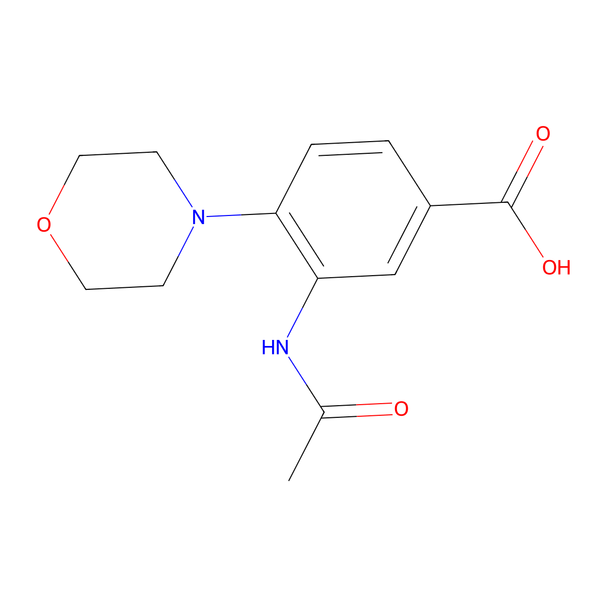 3-Acetylamino-4-morpholin-4-yl-benzoic acid molecular structure, CAS 797809-20-2