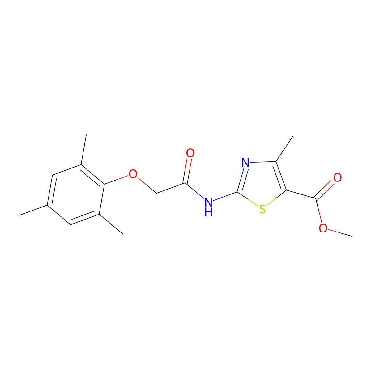Methyl 4-methyl-2-{[(2,4,6-trimethylphenoxy)acetyl]amino}-1,3-thiazole-5-carboxylate molecular structure, CAS 797809-43-9