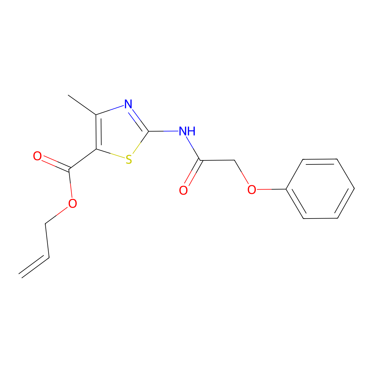 Prop-2-enyl 4-methyl-2-(2-phenoxyacetylamino)-1,3-thiazole-5-carboxylate molecular structure, CAS 797809-44-0