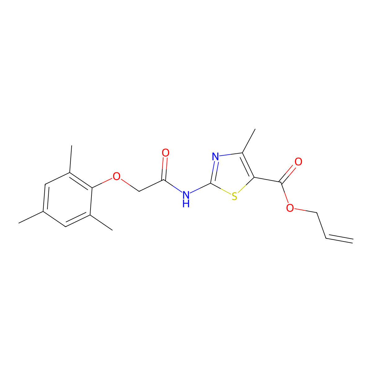 Prop-2-en-1-yl 4-methyl-2-{[(2,4,6-trimethylphenoxy)acetyl]amino}-1,3-thiazole-5-carboxylate molecular structure, CAS 797809-45-1