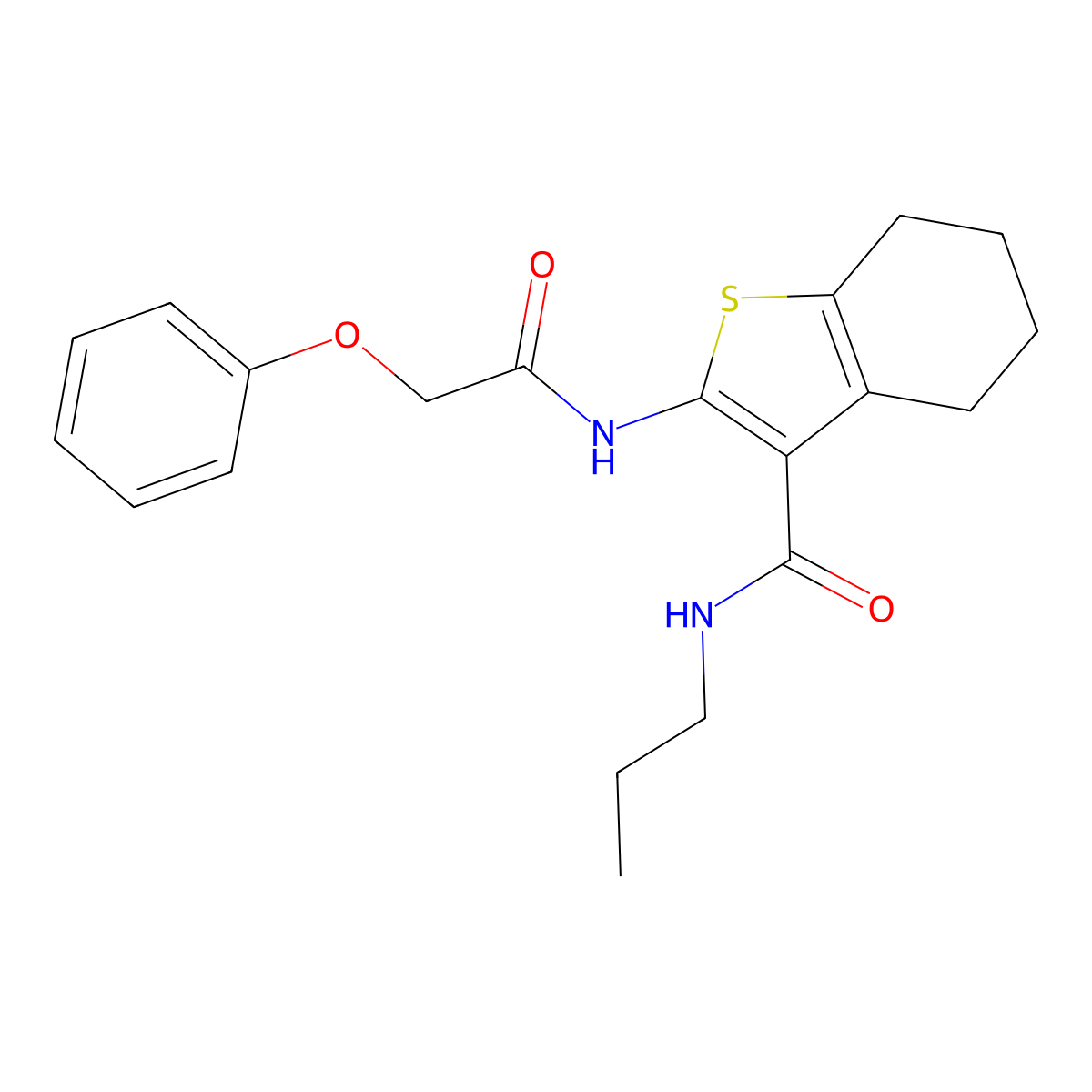 2-(2-phenoxyacetamido)-N-propyl-4,5,6,7-tetrahydro-1-benzothiophene-3-carboxamide molecular structure, CAS 797809-47-3