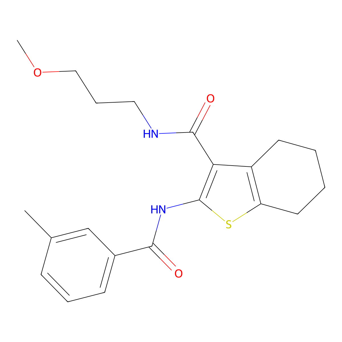 N-(3-methoxypropyl)-2-{[(3-methylphenyl)carbonyl]amino}-4,5,6,7-tetrahydro-1-benzothiophene-3-carboxamide molecular structure, CAS 797809-51-9