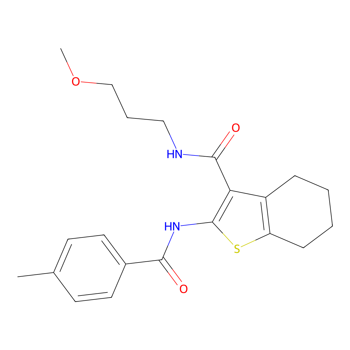 N-(3-methoxypropyl)-2-[(4-methylbenzoyl)amino]-4,5,6,7-tetrahydro-1-benzothiophene-3-carboxamide molecular structure, CAS 797809-52-0