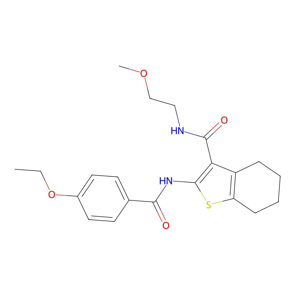 2-(4-ethoxybenzamido)-N-(2-methoxyethyl)-4,5,6,7-tetrahydro-1-benzothiophene-3-carboxamide molecular structure, CAS 797809-55-3