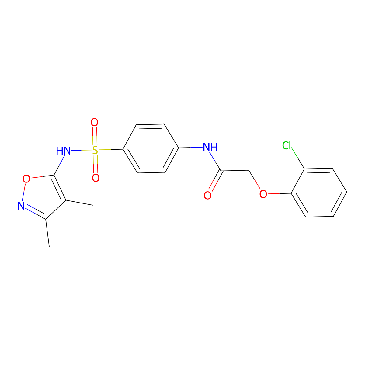 2-(2-chlorophenoxy)-N-{4-[(3,4-dimethyl-1,2-oxazol-5-yl)sulfamoyl]phenyl}acetamide molecular structure, CAS 797809-91-7