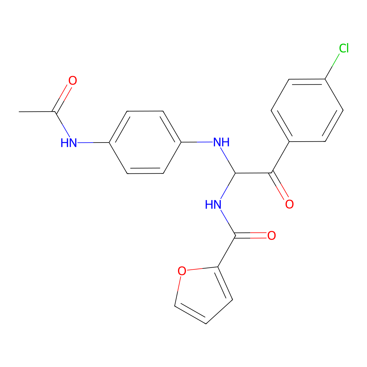 N-[2-(4-chlorophenyl)-1-[(4-acetamidophenyl)amino]-2-oxoethyl]furan-2-carboxamide molecular structure, CAS 797809-99-5