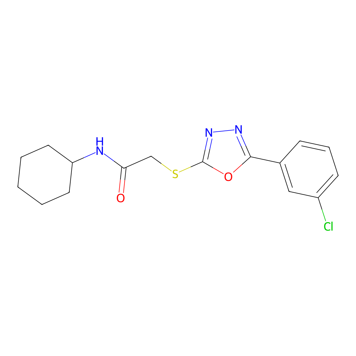 2-{[5-(3-chlorophenyl)-1,3,4-oxadiazol-2-yl]sulfanyl}-N-cyclohexylacetamide molecular structure, CAS 797810-70-9