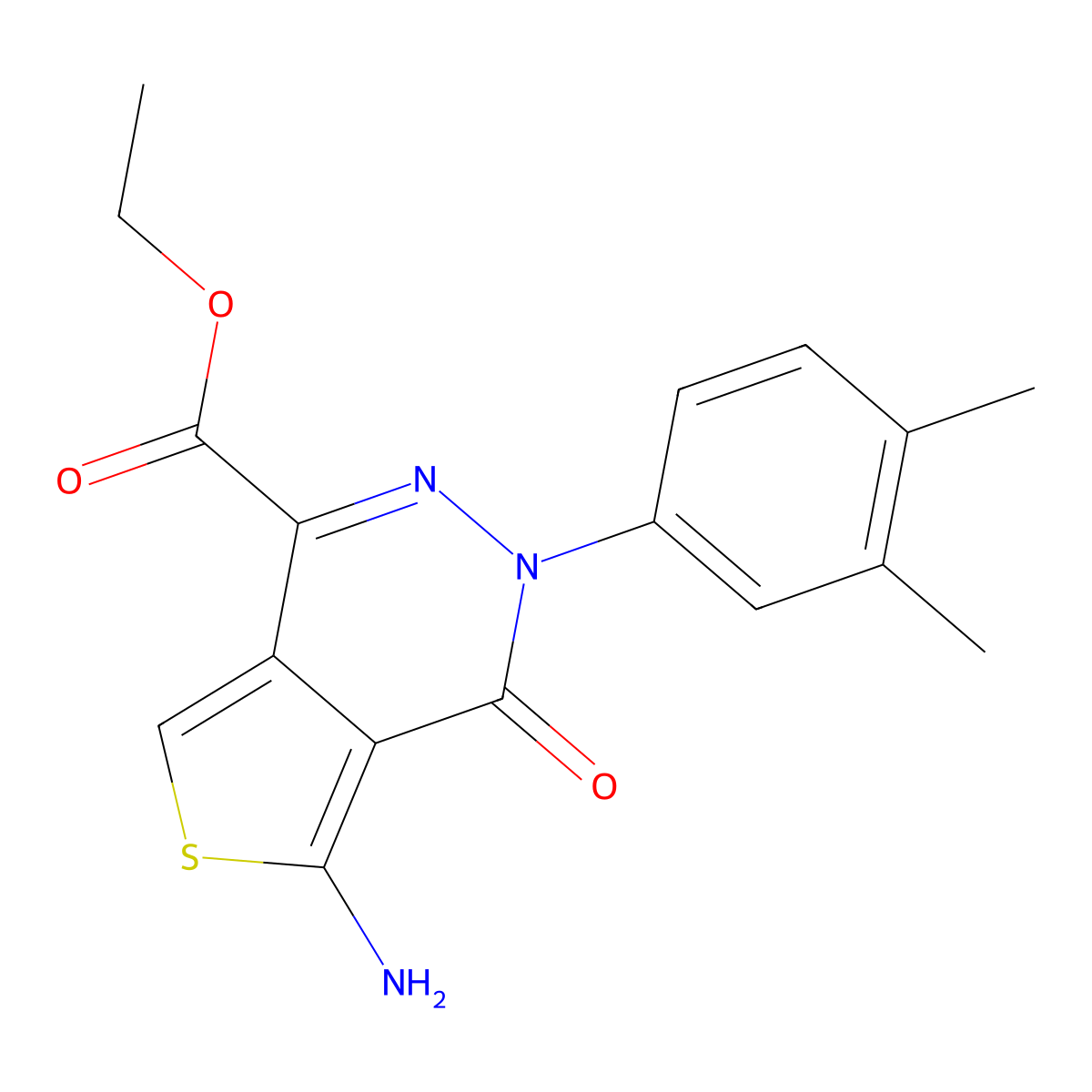 Ethyl 5-amino-3-(3,4-dimethylphenyl)-4-oxothieno[3,4-d]pyridazine-1-carboxylate molecular structure, CAS 797810-74-3