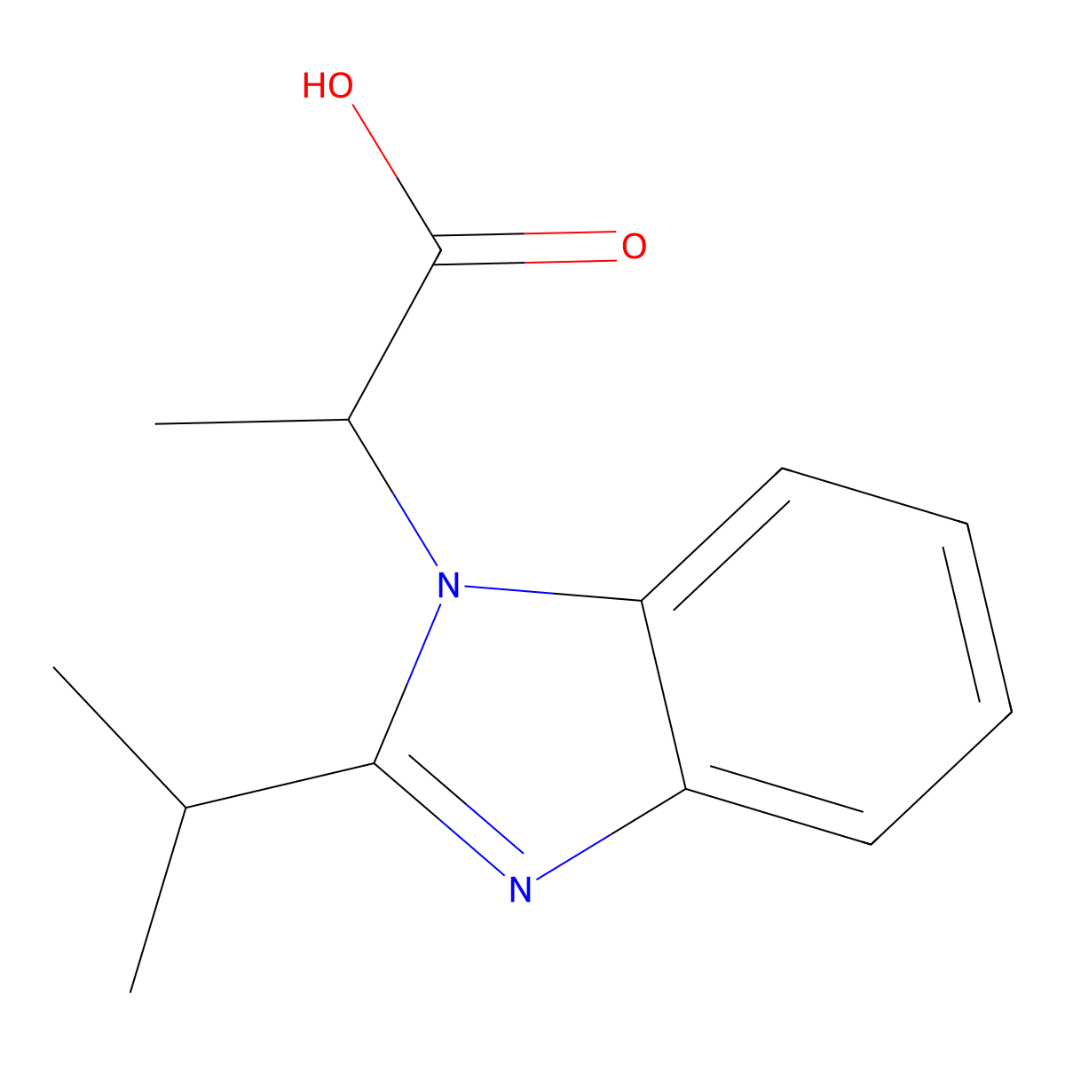 alpha-Methyl-2-(1-methylethyl)-1H-benzimidazole-1-acetic acid molecular structure, CAS 797812-92-1