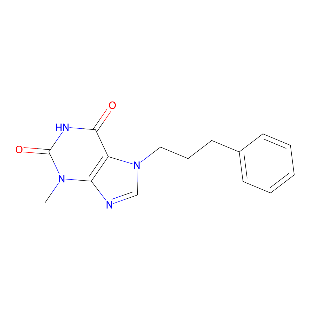 3-methyl-7-(3-phenylpropyl)-1H-purine-2,6(3H,7H)-dione molecular structure, CAS 797813-16-2