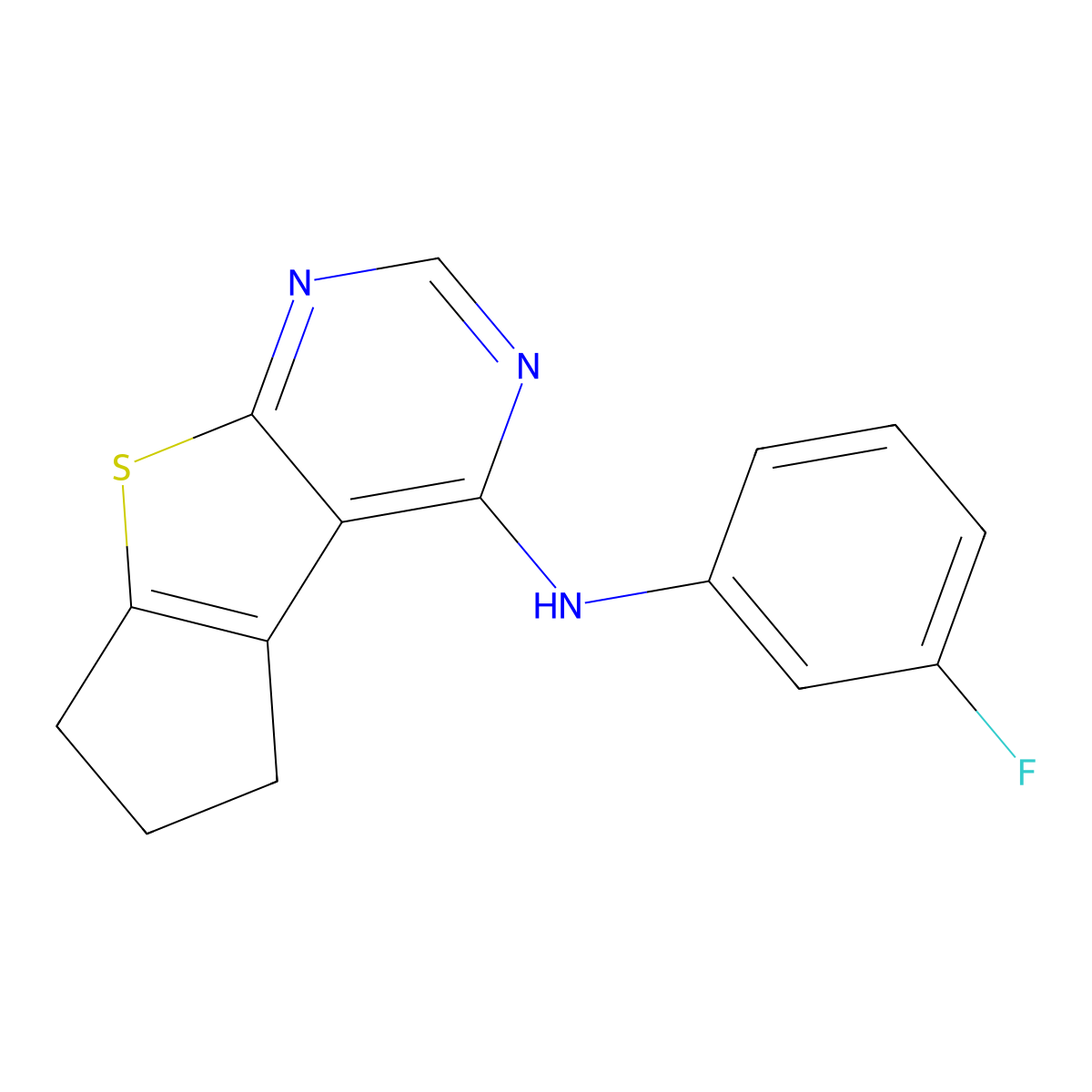 N-(3-fluorophenyl)-6,7-dihydro-5H-cyclopenta[4,5]thieno[2,3-d]pyrimidin-4-amine molecular structure, CAS 797813-91-3