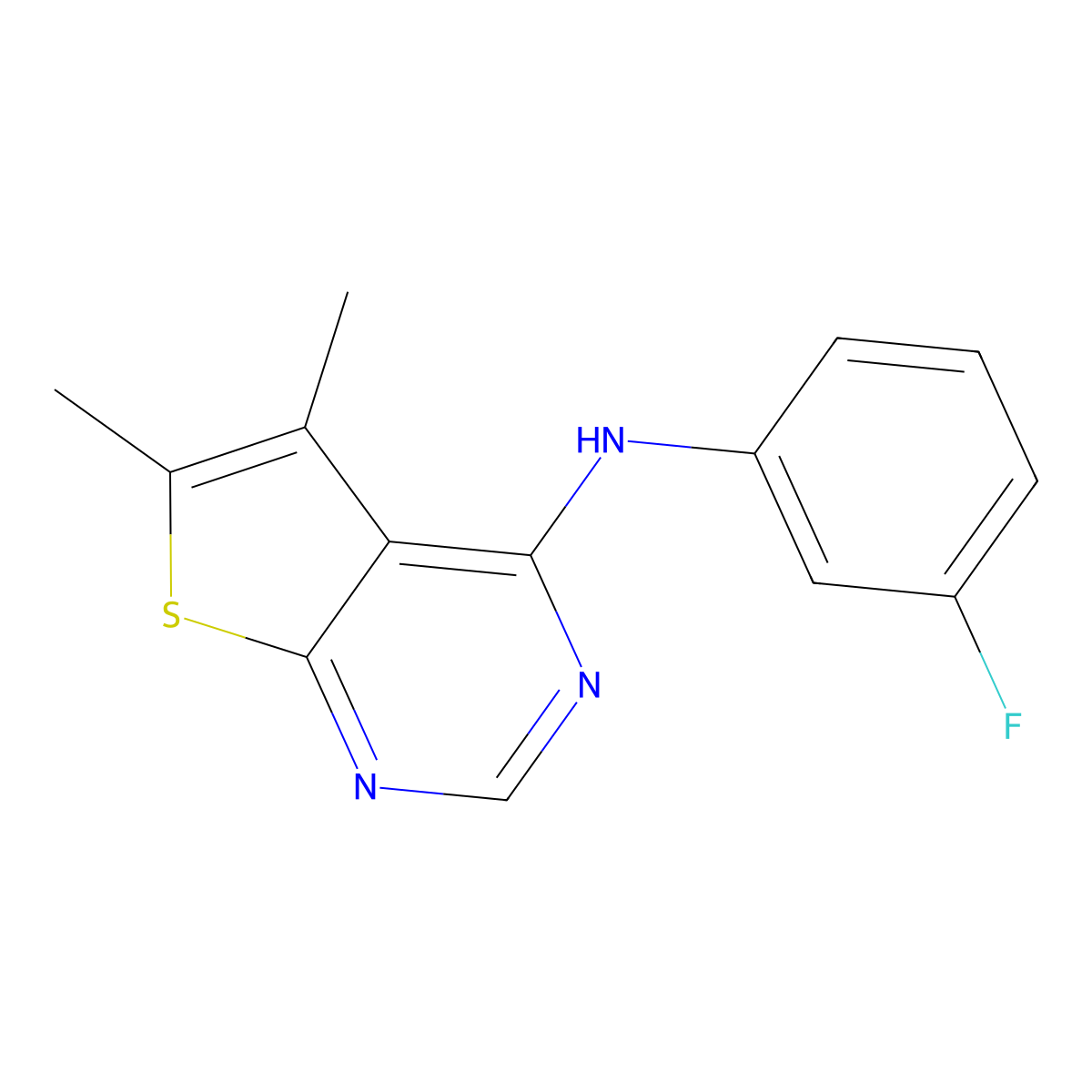 N-(3-fluorophenyl)-5,6-dimethylthieno[2,3-d]pyrimidin-4-amine molecular structure, CAS 797813-95-7
